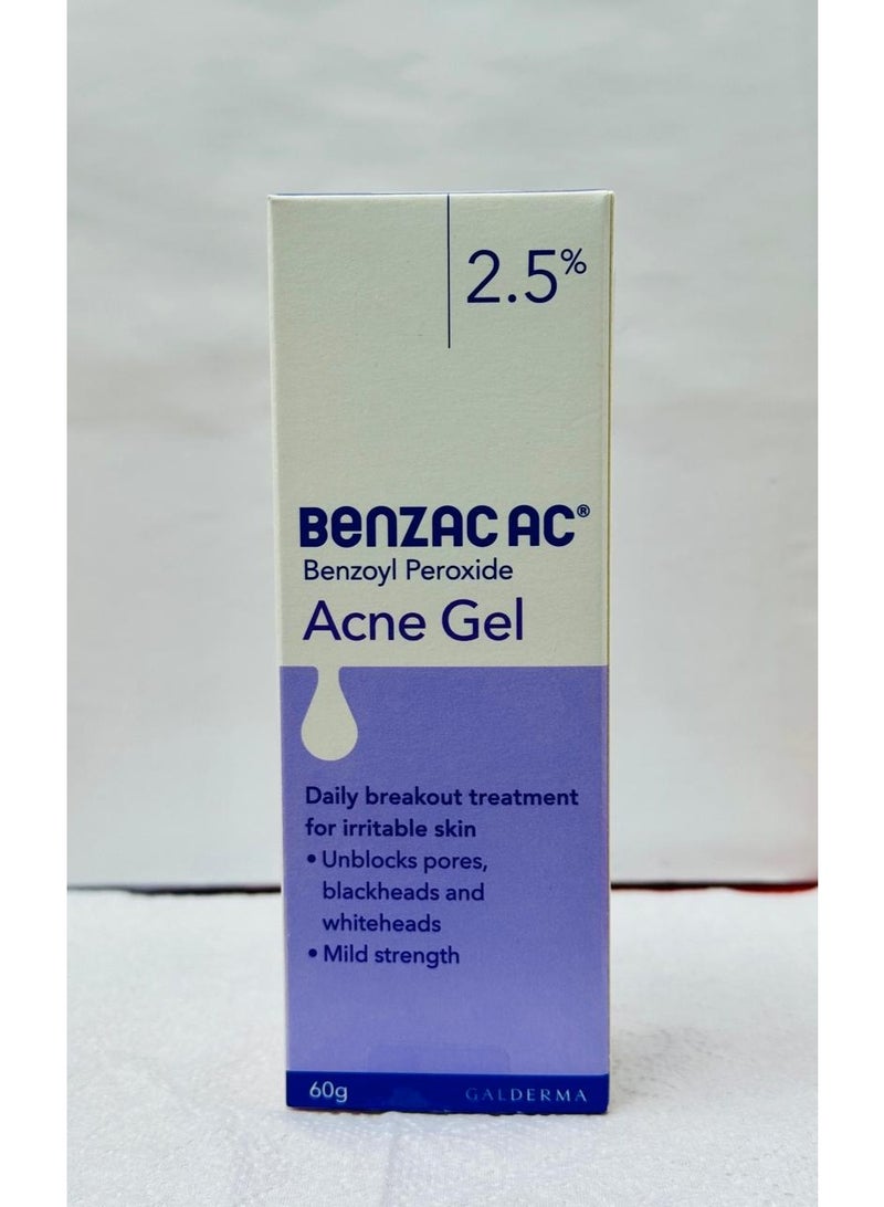 Benzac AC 2.5% Acne Treatment Gel – Benzoyl Peroxide – 60g - Image 2